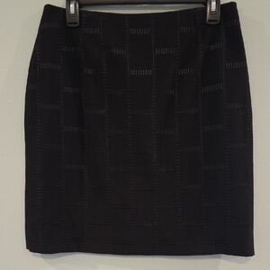 Casual Corner Black Patchwork Mini Pencil Skirt Petite Size 10 Fully Lined
